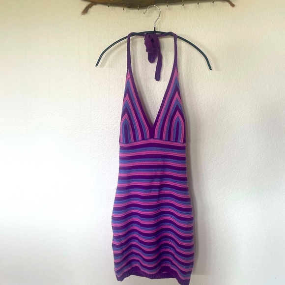 Purple striped dress - Picture 2 of 4